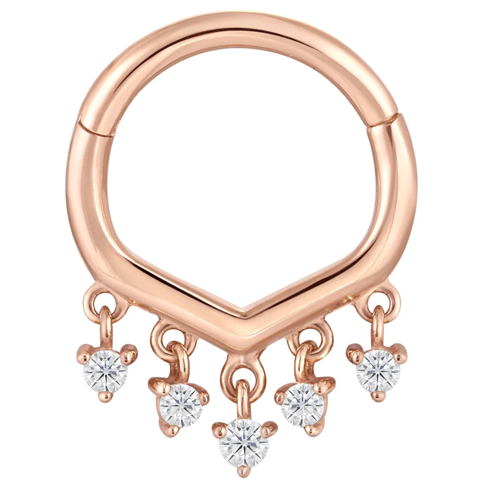 "Guestlist" Hinge Ring / Clicker in Gold with CZ's - Image 6