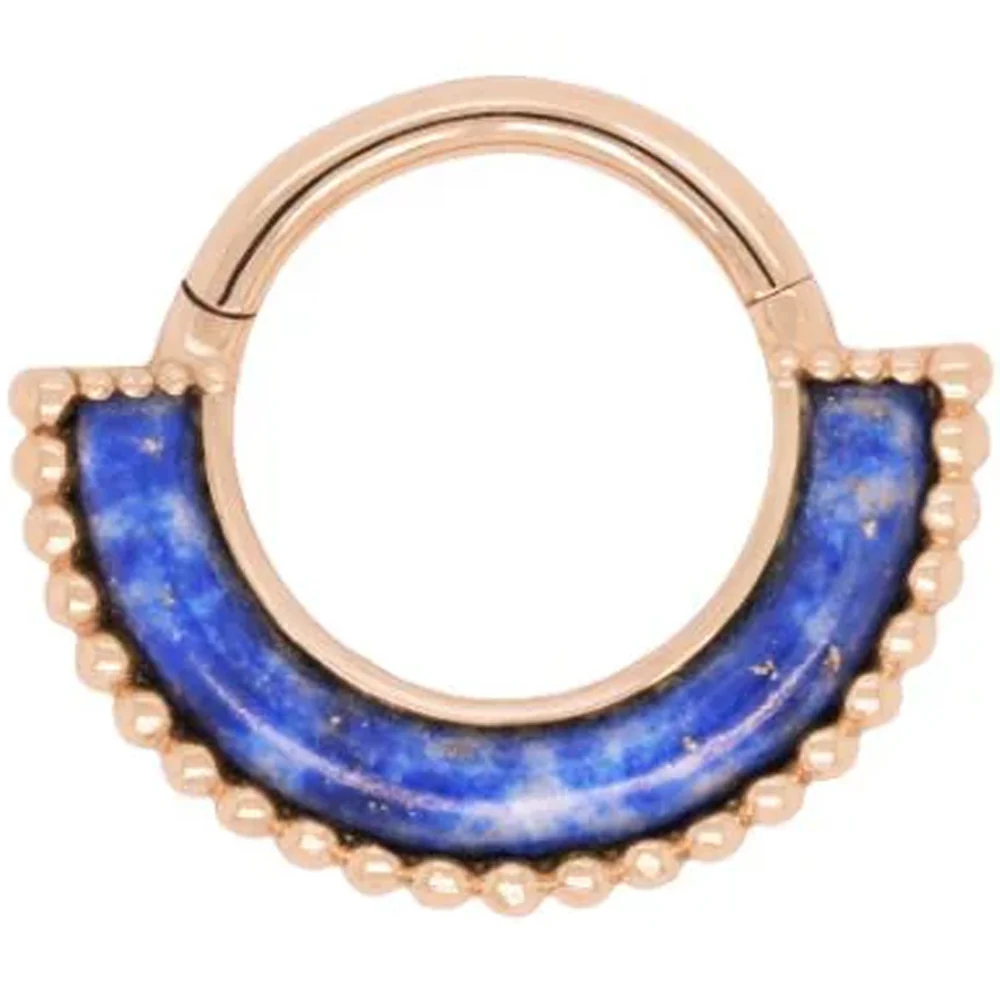 "Harmonic" Hinge Ring / Clicker in Gold with Lapis - Image 4