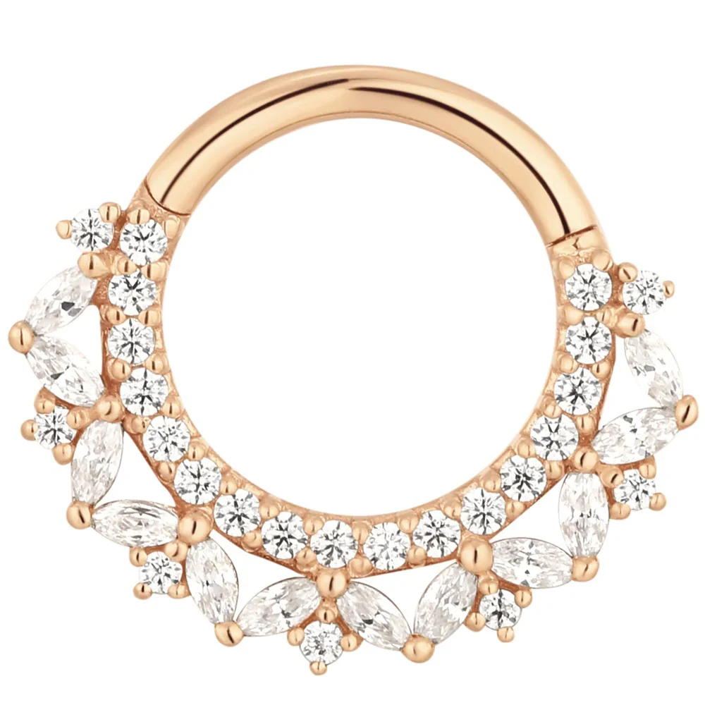 "Heartthrob" Hinge Ring / Clicker in Gold with CZ's - Image 3