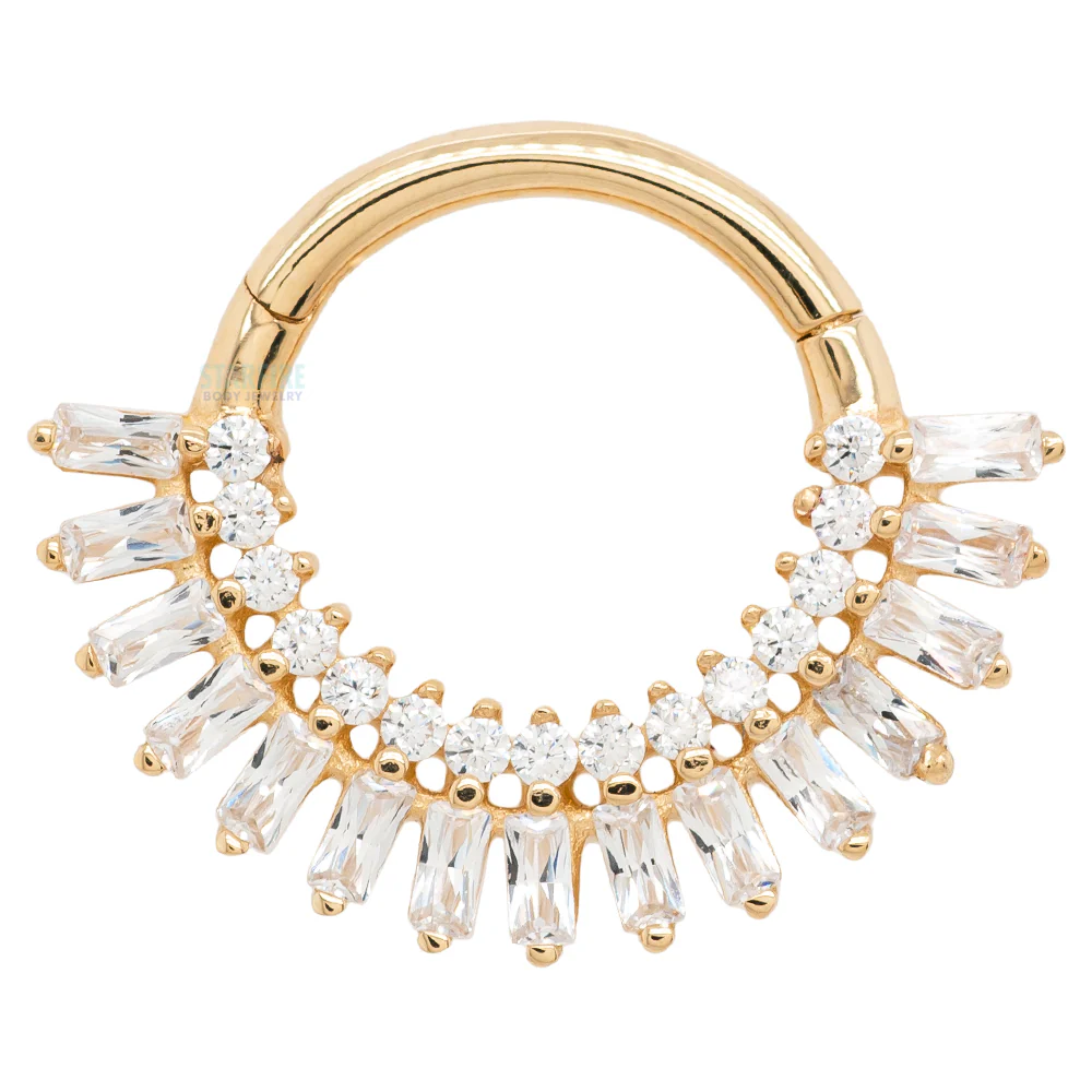 "Hypnotic" Hinge Ring / Clicker in Gold with CZ's