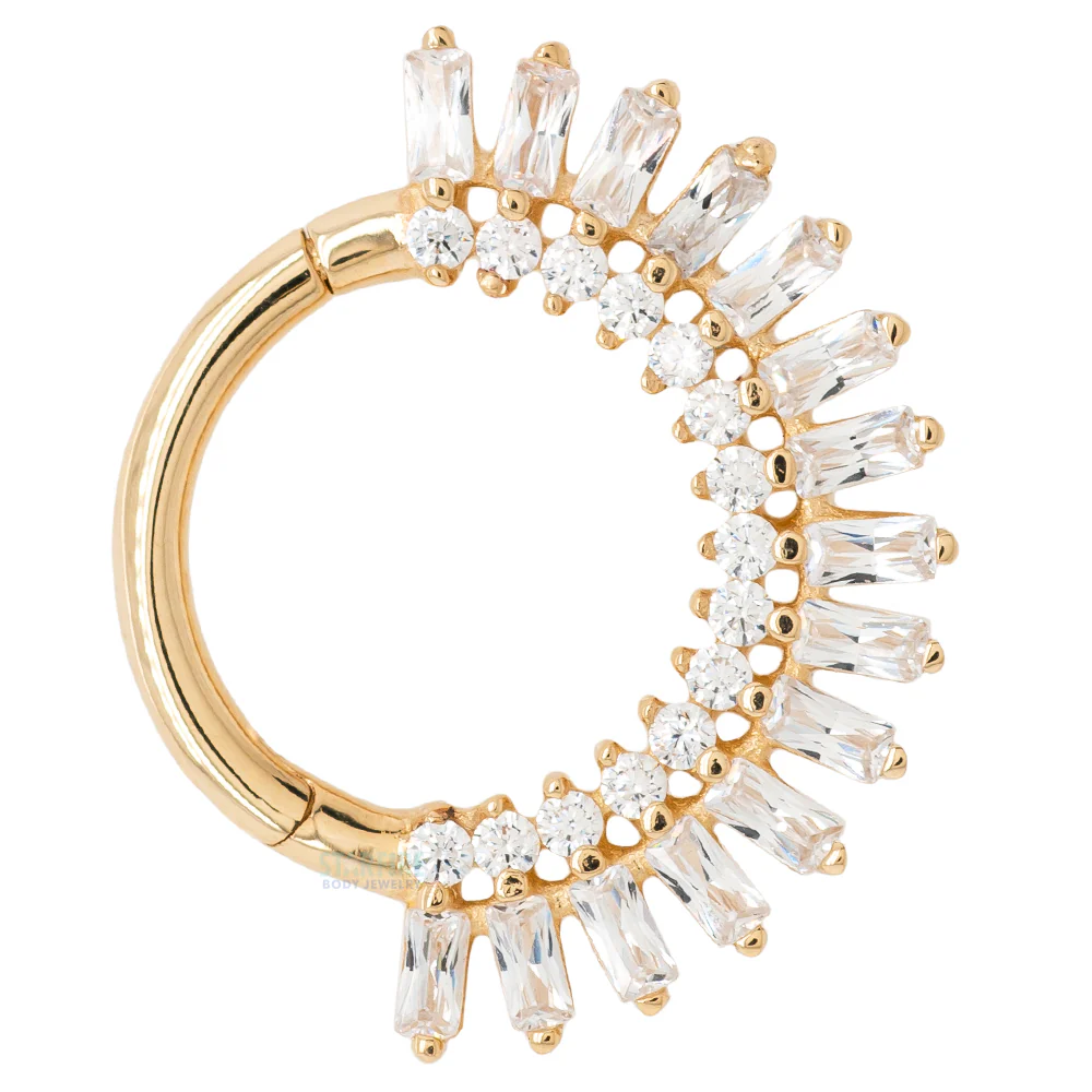 "Hypnotic" Hinge Ring / Clicker in Gold with CZ's - Image 3