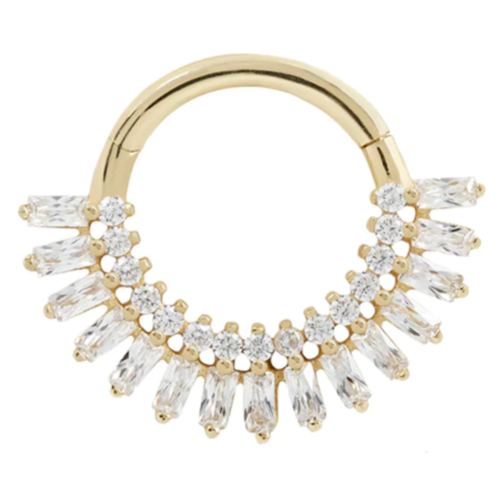 "Hypnotic" Hinge Ring / Clicker in Gold with CZ's - Image 4