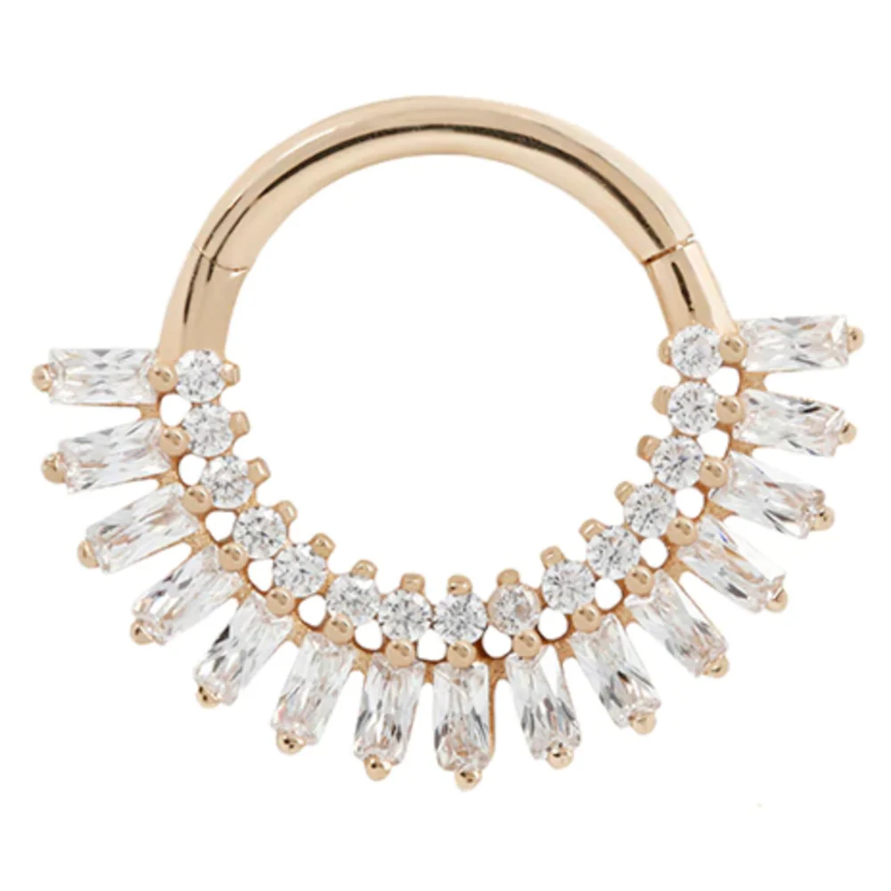 "Hypnotic" Hinge Ring / Clicker in Gold with CZ's - Image 6