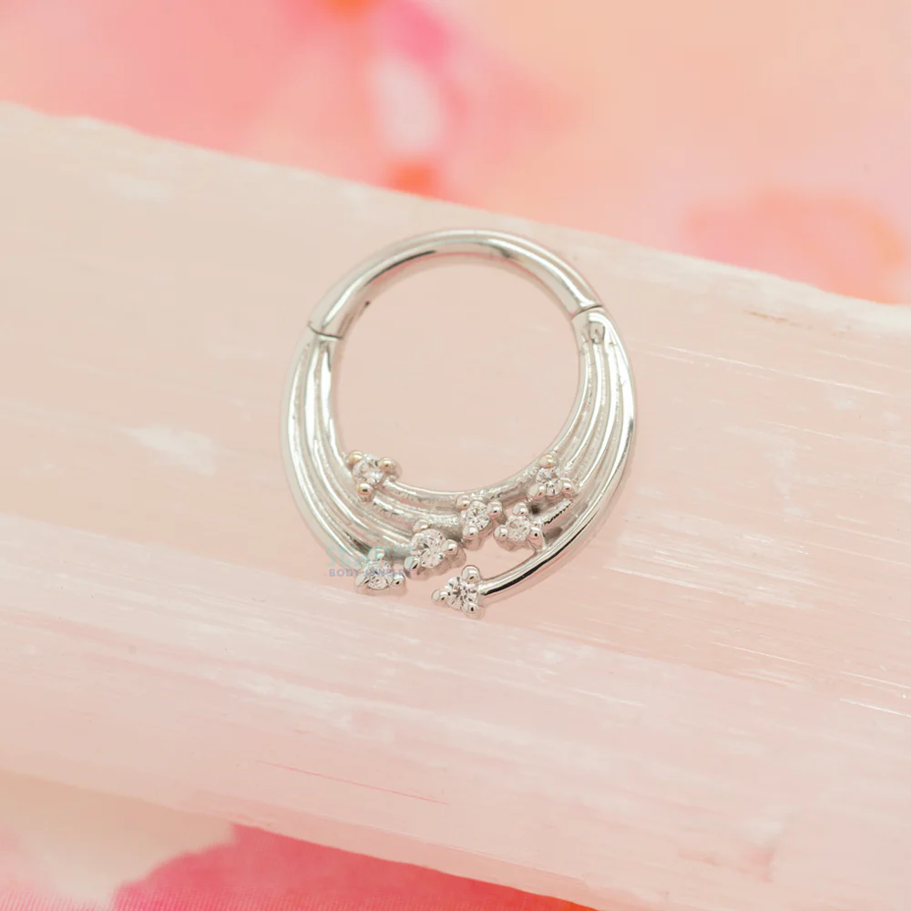 "Iconic" Hinge Ring / Clicker in Gold with CZ's - Image 2