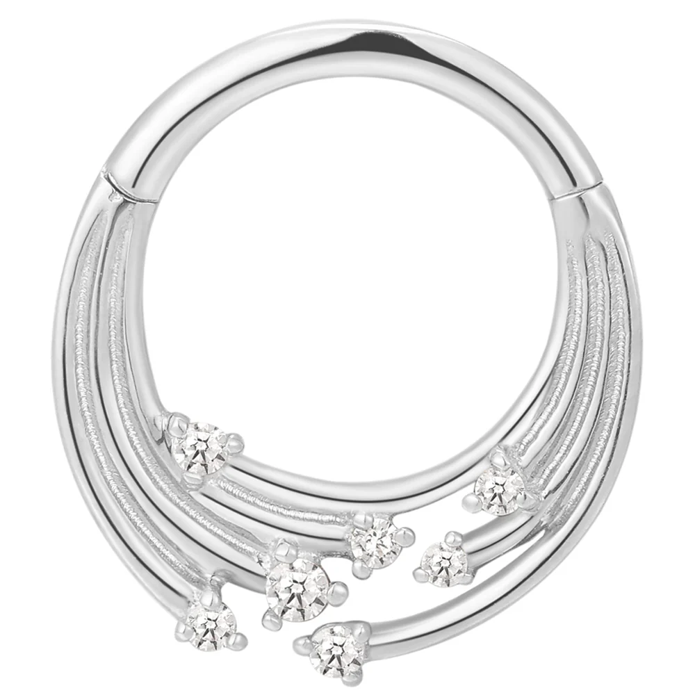 "Iconic" Hinge Ring / Clicker in Gold with CZ's - Image 5