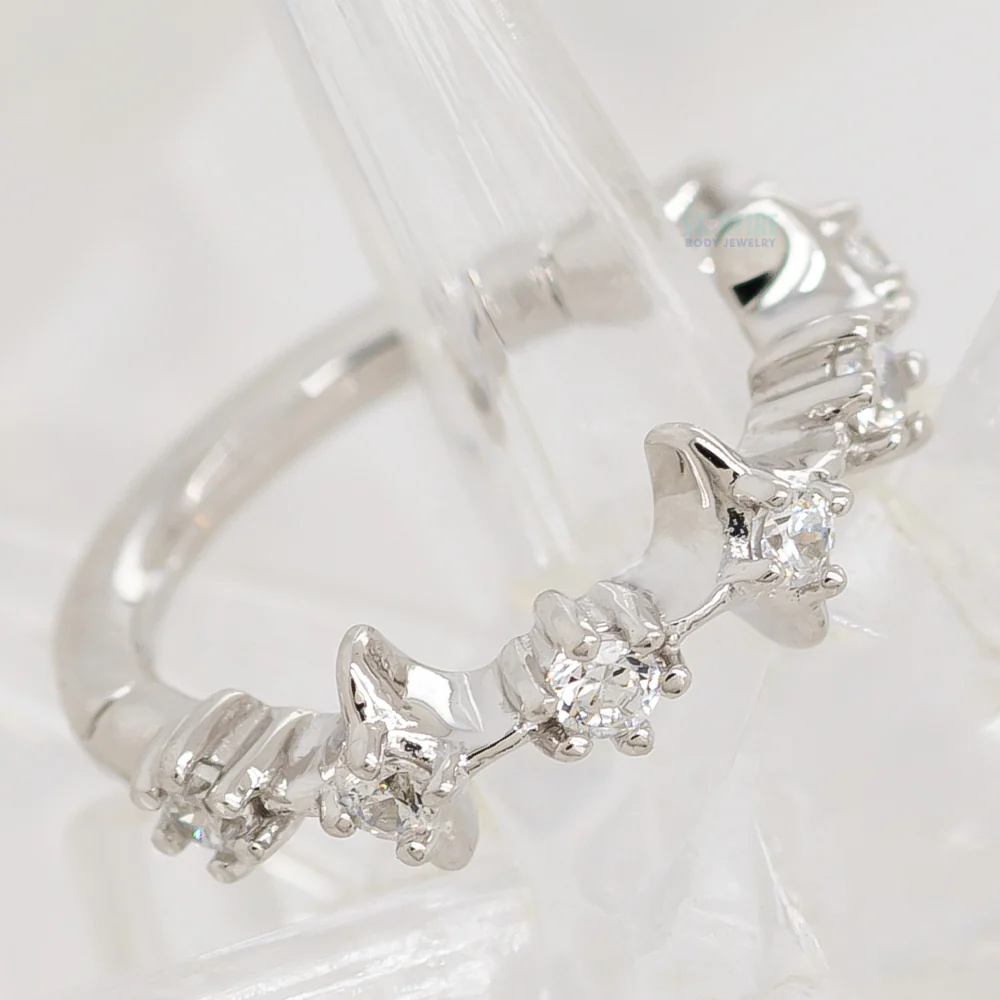 "In My Dreams" Hinge Ring / Clicker in Gold with CZ's - Image 2