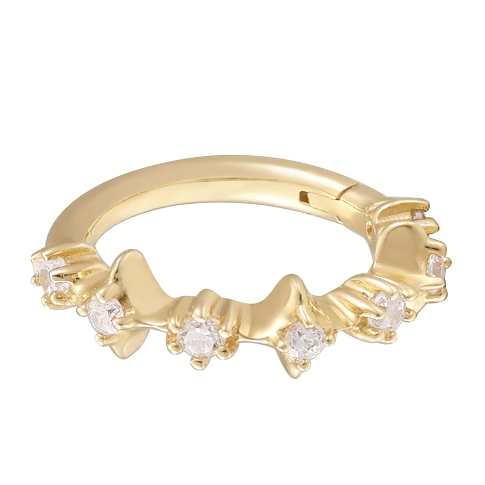 "In My Dreams" Hinge Ring / Clicker in Gold with CZ's - Image 4