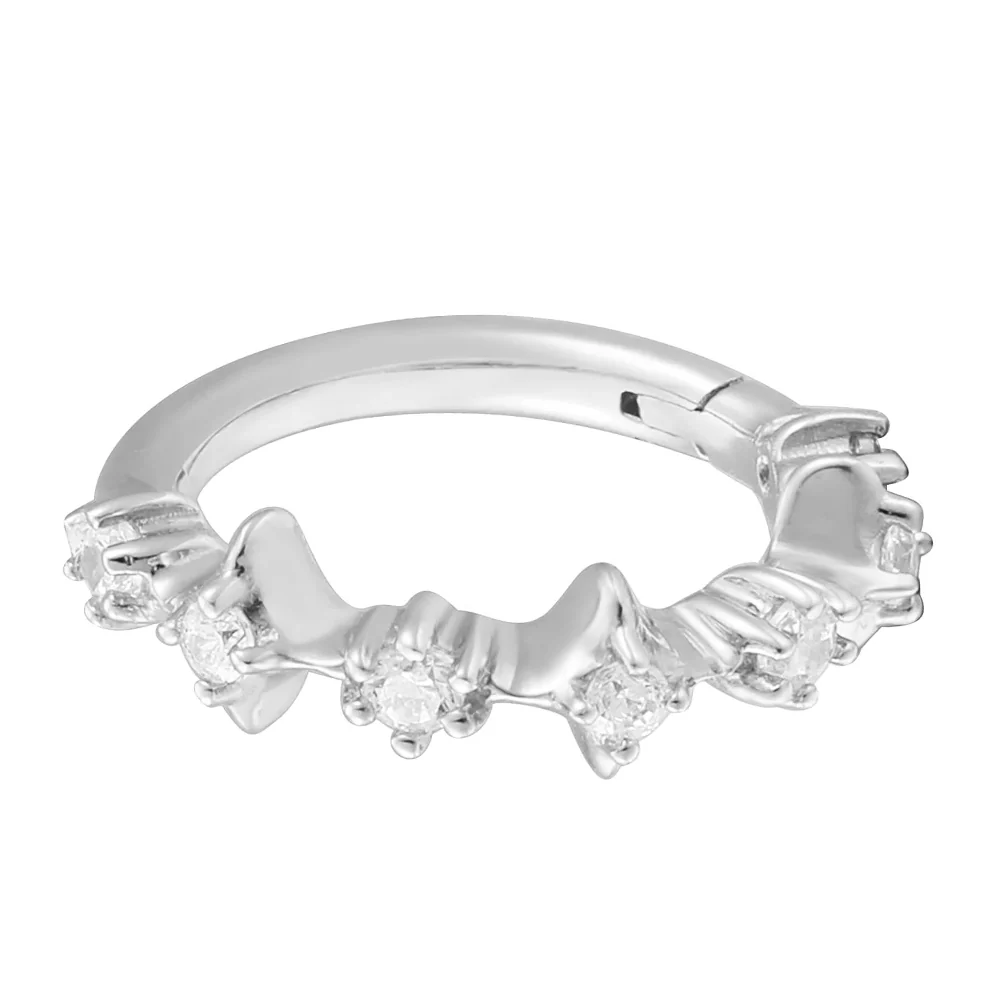 "In My Dreams" Hinge Ring / Clicker in Gold with CZ's - Image 5