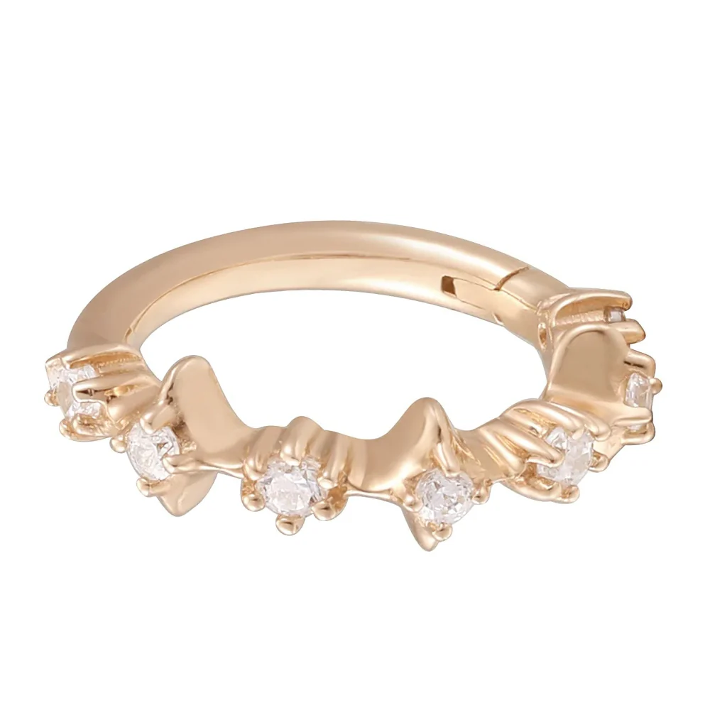 "In My Dreams" Hinge Ring / Clicker in Gold with CZ's - Image 6