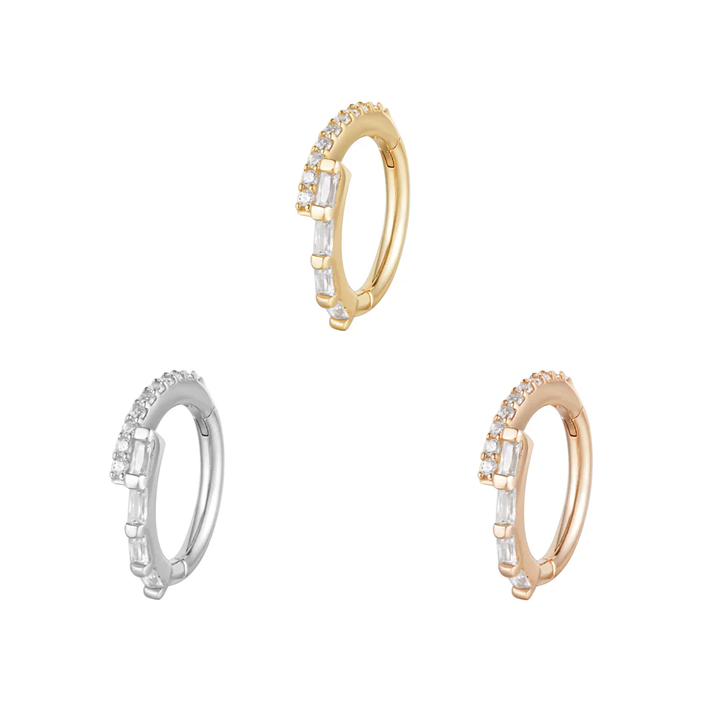 "In Reverse" Hinge Ring / Clicker in Gold with CZ's