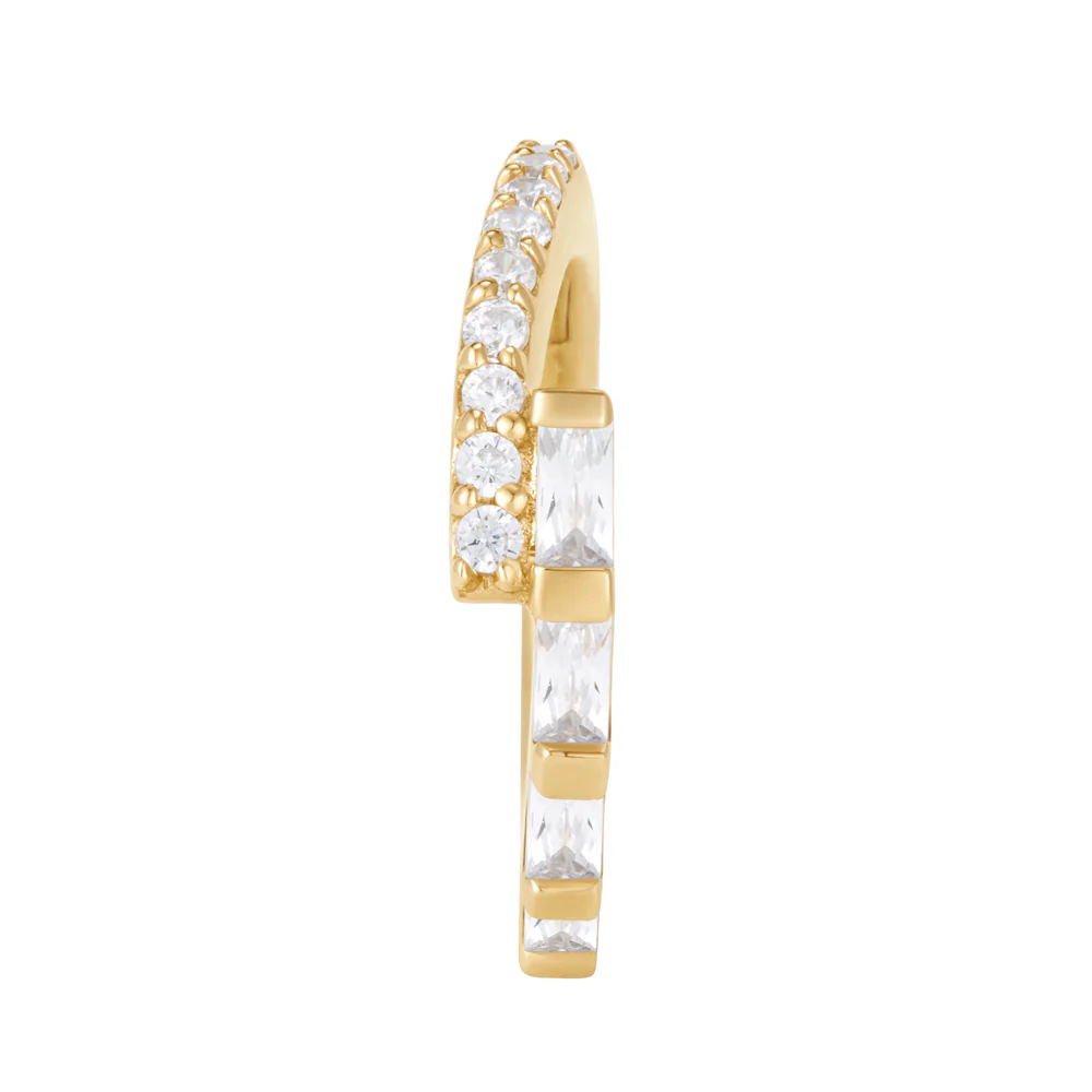 "In Reverse" Hinge Ring / Clicker in Gold with CZ's - Image 3