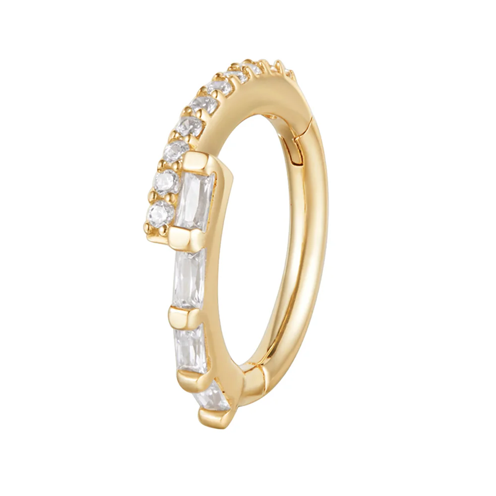 "In Reverse" Hinge Ring / Clicker in Gold with CZ's - Image 4