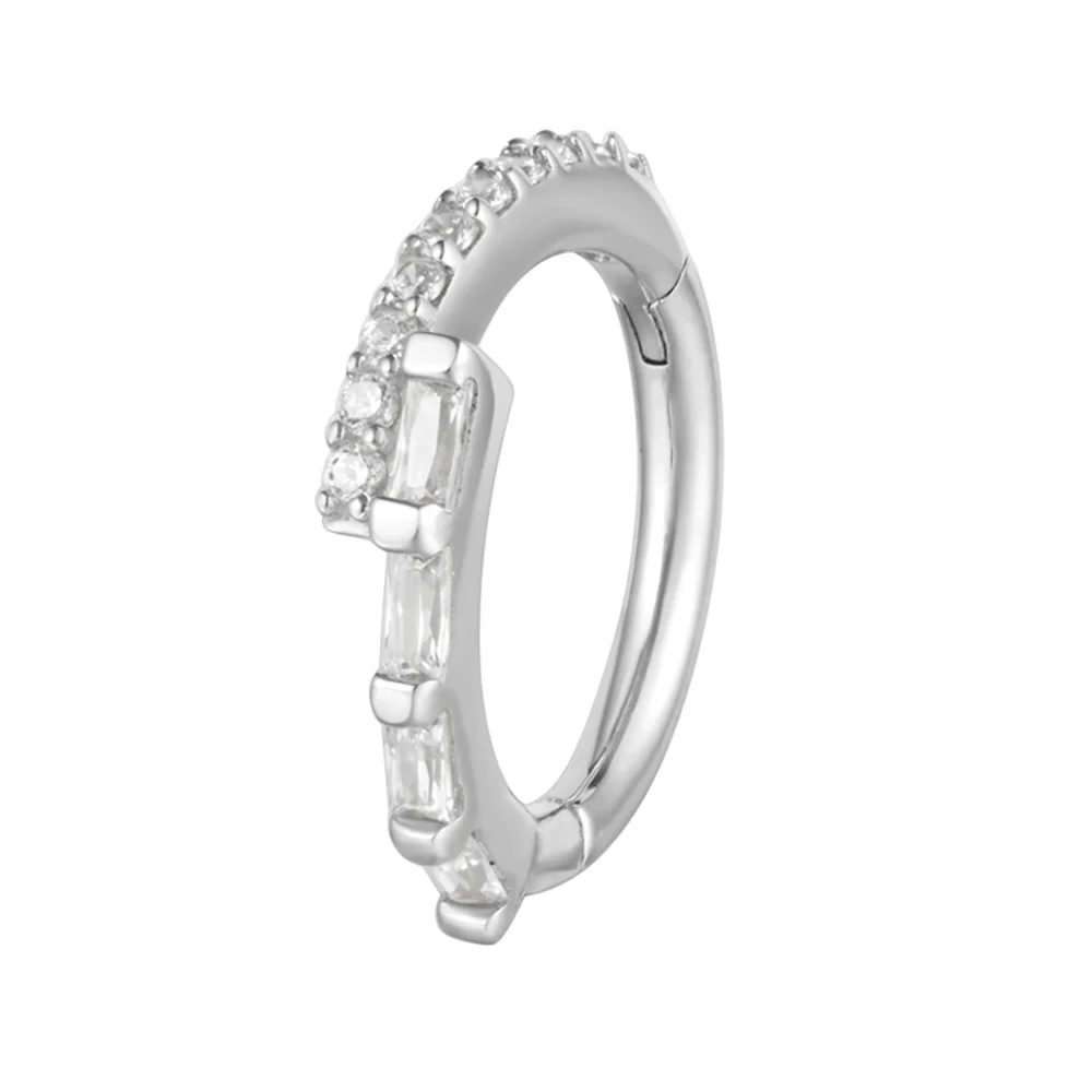 "In Reverse" Hinge Ring / Clicker in Gold with CZ's - Image 5