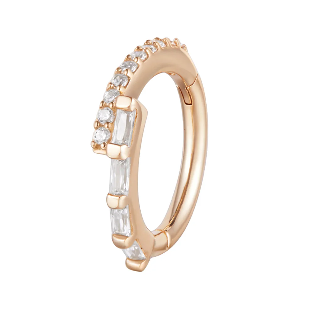 "In Reverse" Hinge Ring / Clicker in Gold with CZ's - Image 6