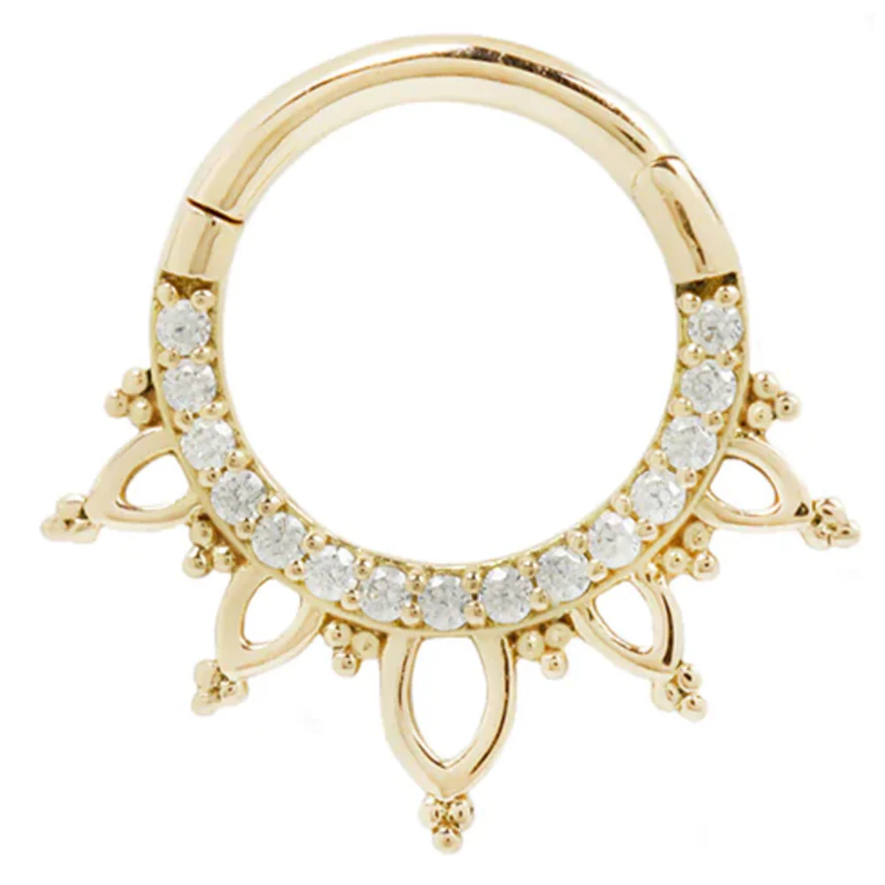 "Indra" Hinge Ring / Clicker in Gold with CZ's - Image 4