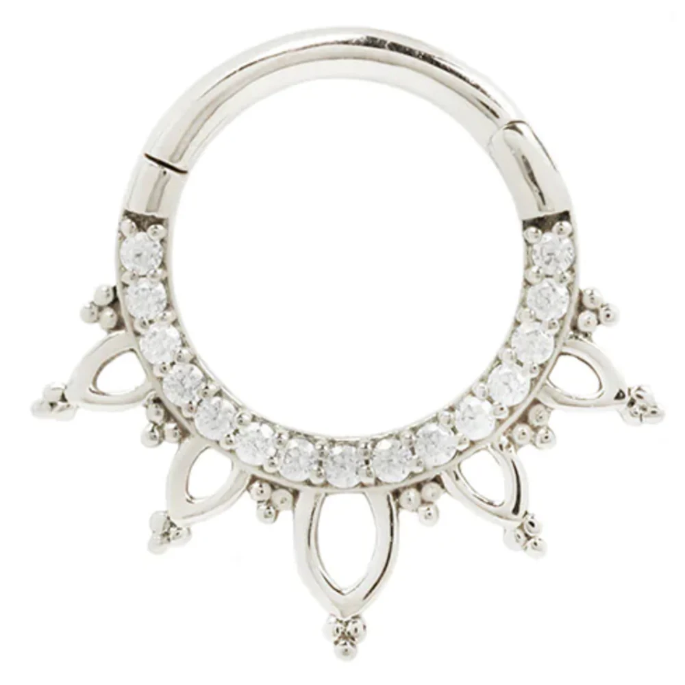 "Indra" Hinge Ring / Clicker in Gold with CZ's - Image 5