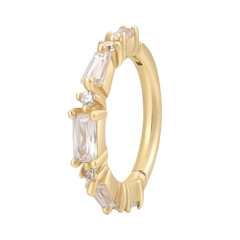 "London" Hinge Ring / Clicker in Gold with CZ's