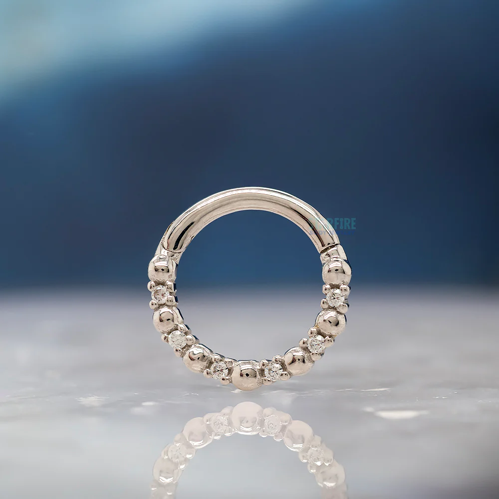 "Love is Love" Hinge Ring / Clicker in Gold with CZ's - Image 2