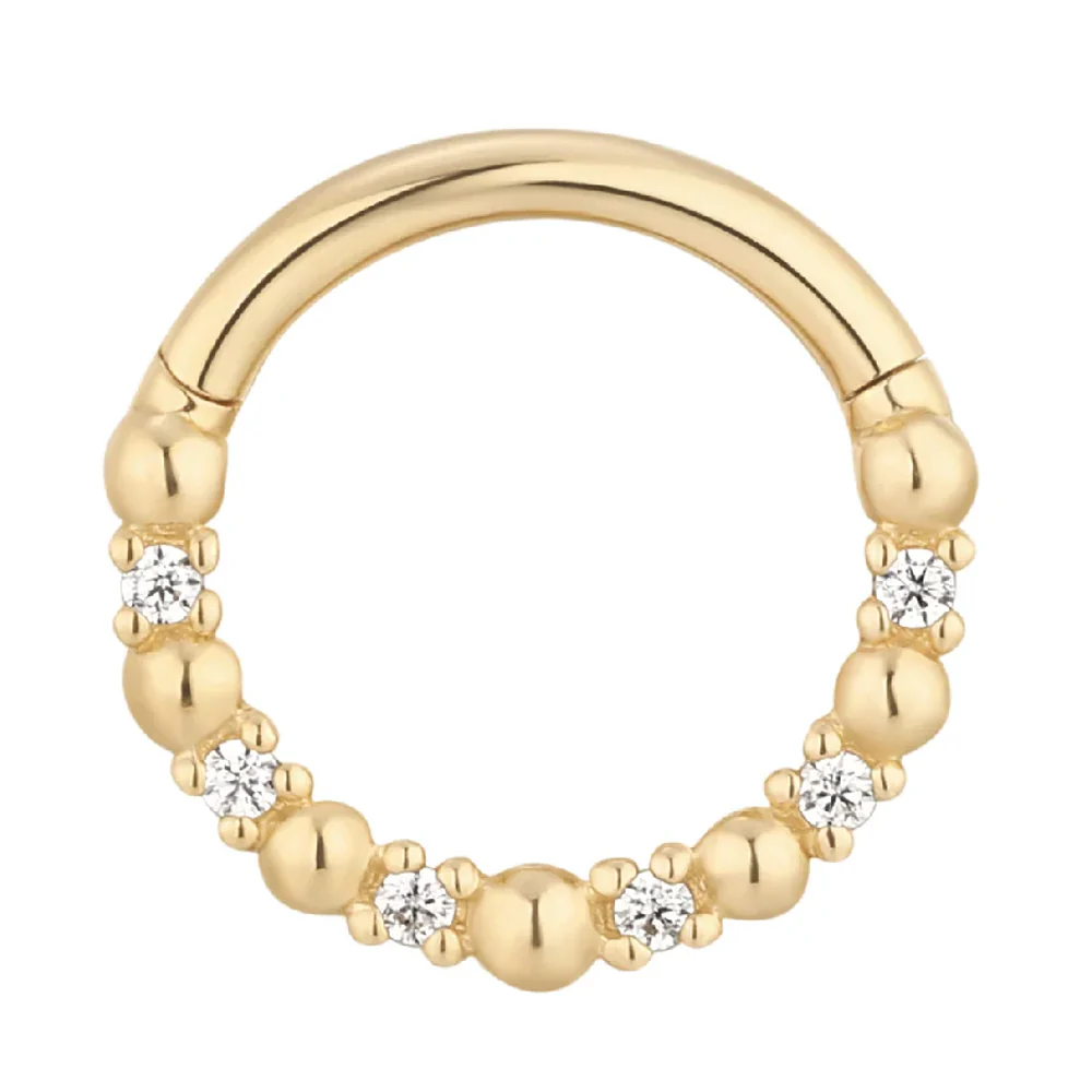 "Love is Love" Hinge Ring / Clicker in Gold with CZ's - Image 3