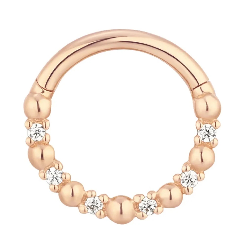 "Love is Love" Hinge Ring / Clicker in Gold with CZ's - Image 5
