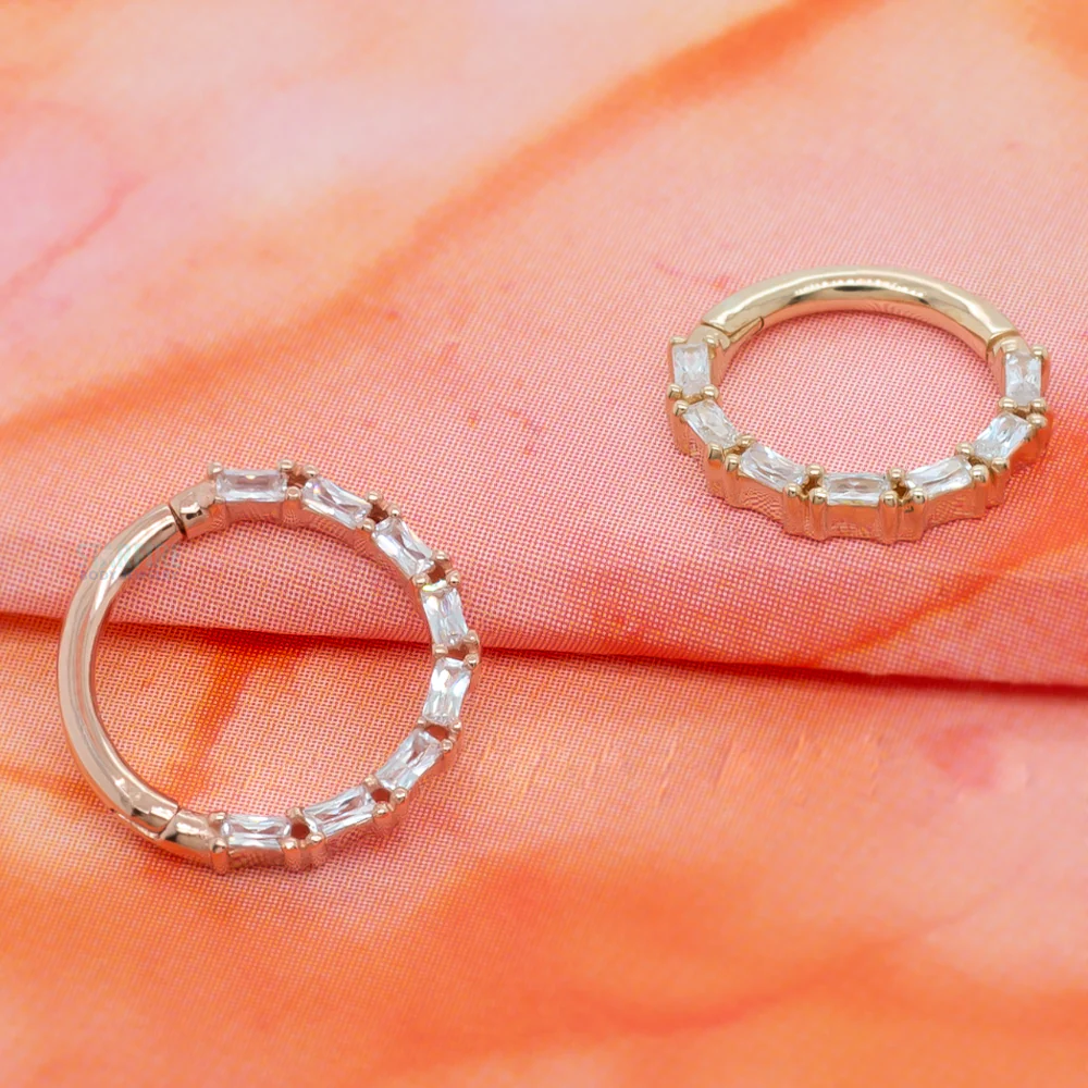 "Loved" Hinge Ring / Clicker in Gold with CZ's - Image 2