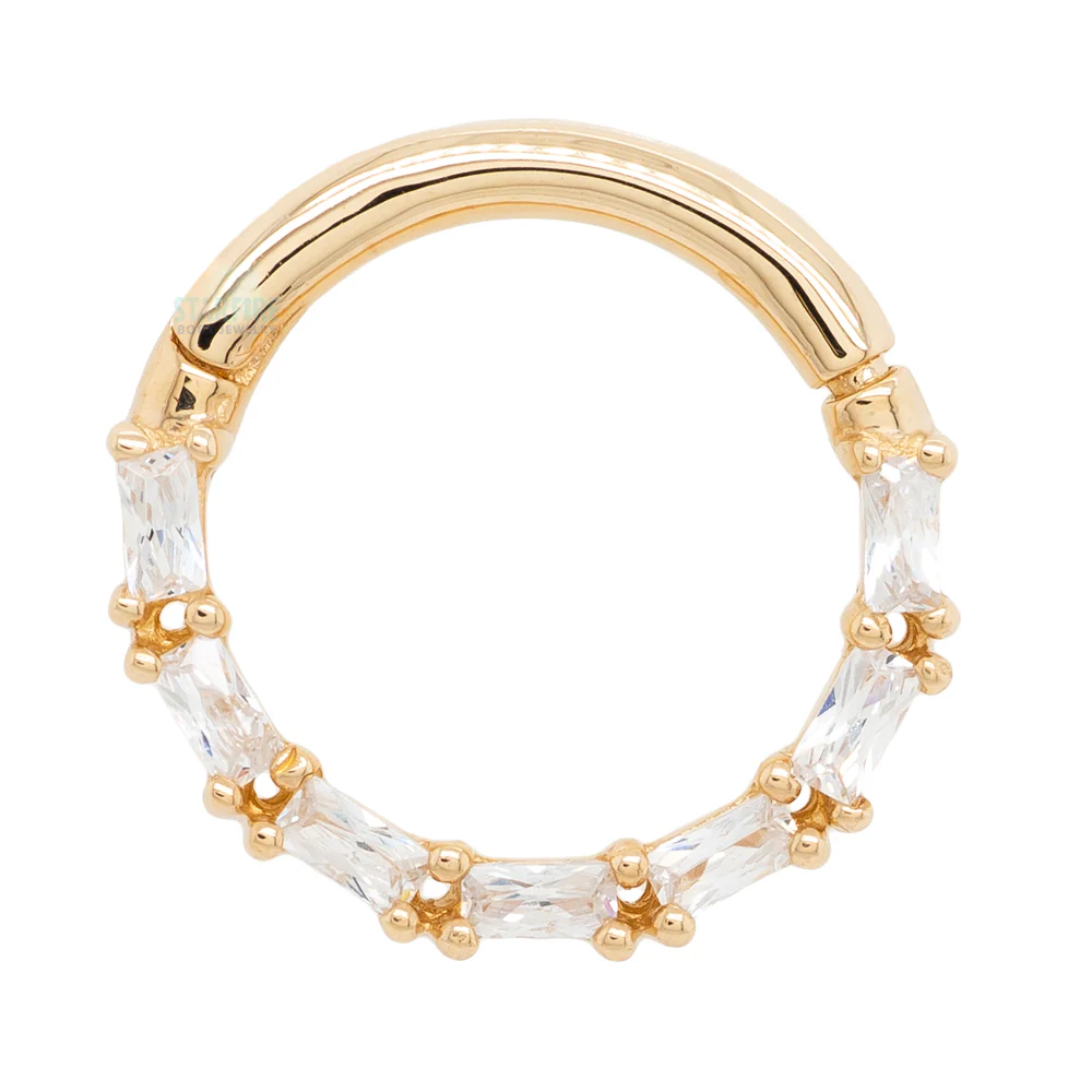 "Loved" Hinge Ring / Clicker in Gold with CZ's - Image 3