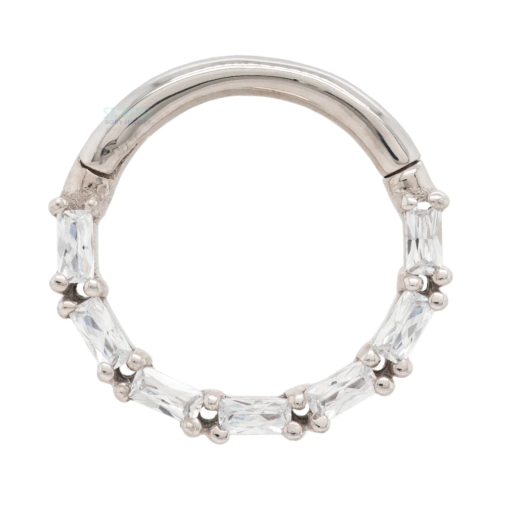 "Loved" Hinge Ring / Clicker in Gold with CZ's - Image 4