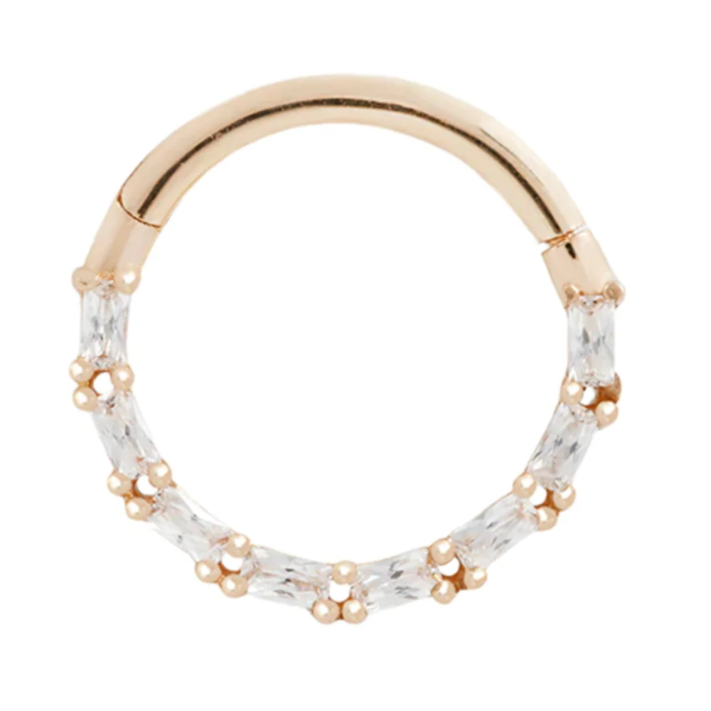 "Loved" Hinge Ring / Clicker in Gold with CZ's - Image 5