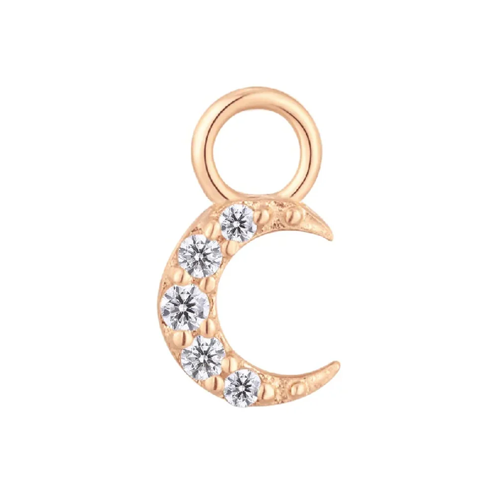 "Lunette" Charm in Gold with CZ's - Image 4