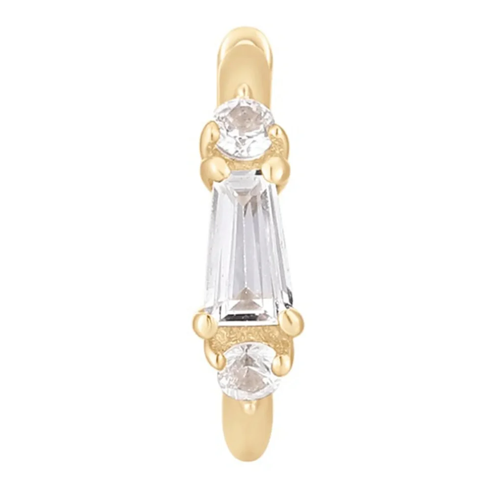 "Maeve" Huggie / Hinge Ring in Gold with White Topaz & White Sapphires - Image 2