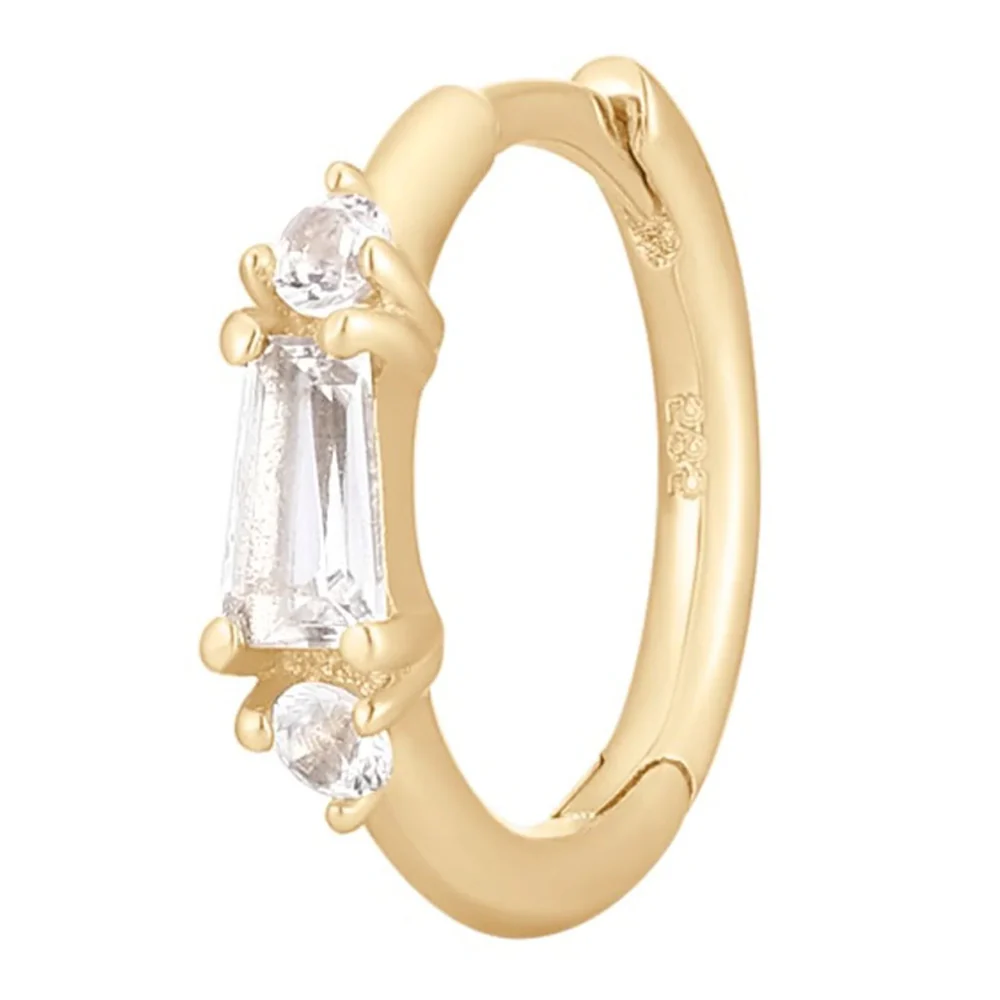 "Maeve" Huggie / Hinge Ring in Gold with White Topaz & White Sapphires - Image 3