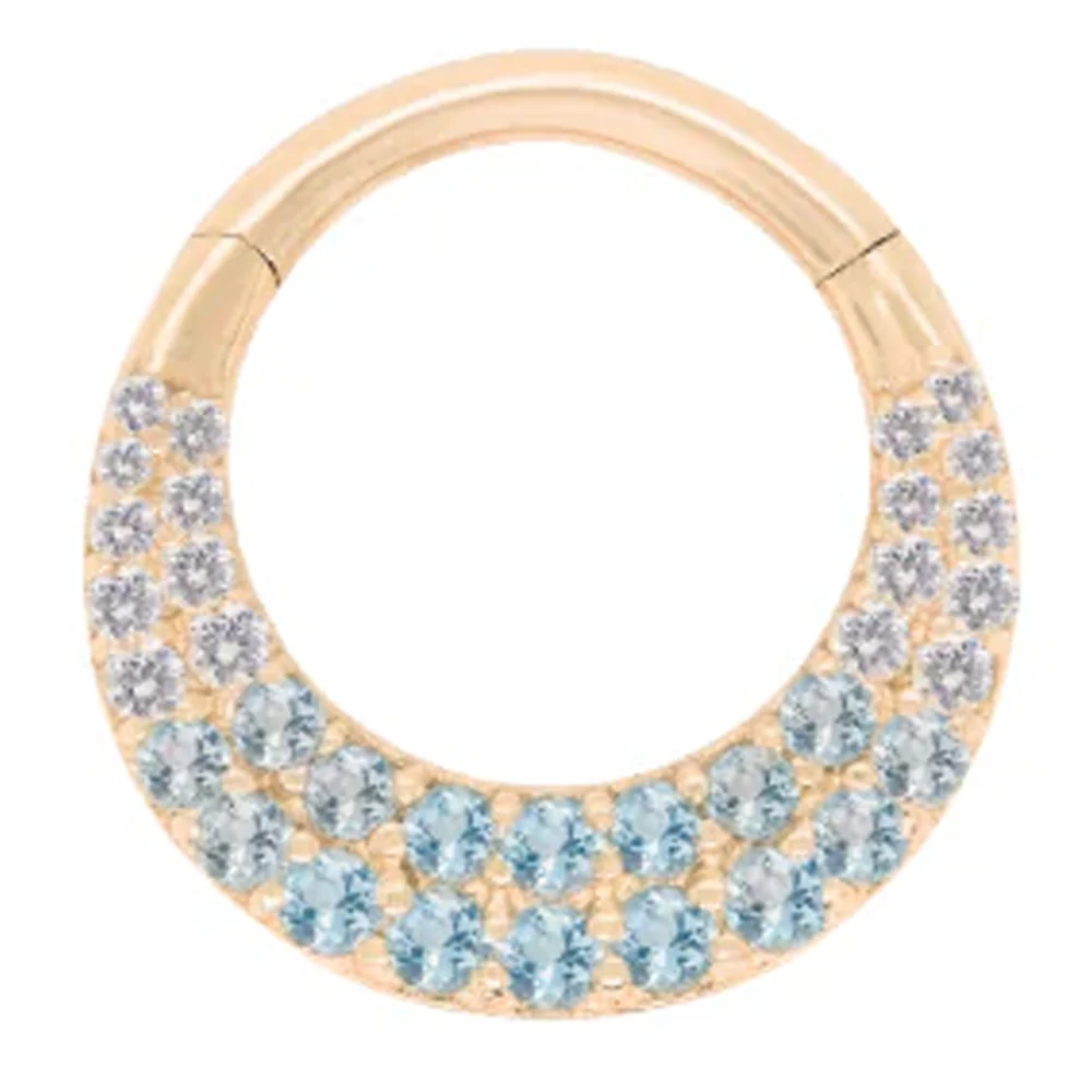 "Metamorphosis" Hinge Ring / Clicker in Gold with Ombre Blue Topaz' - Image 3