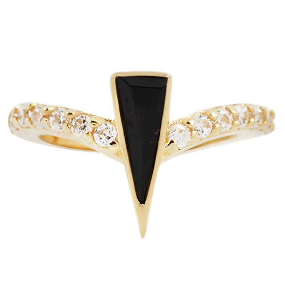 "Mikah" Hinge Ring / Clicker in Gold with Black Spinel & CZ's - Image 2