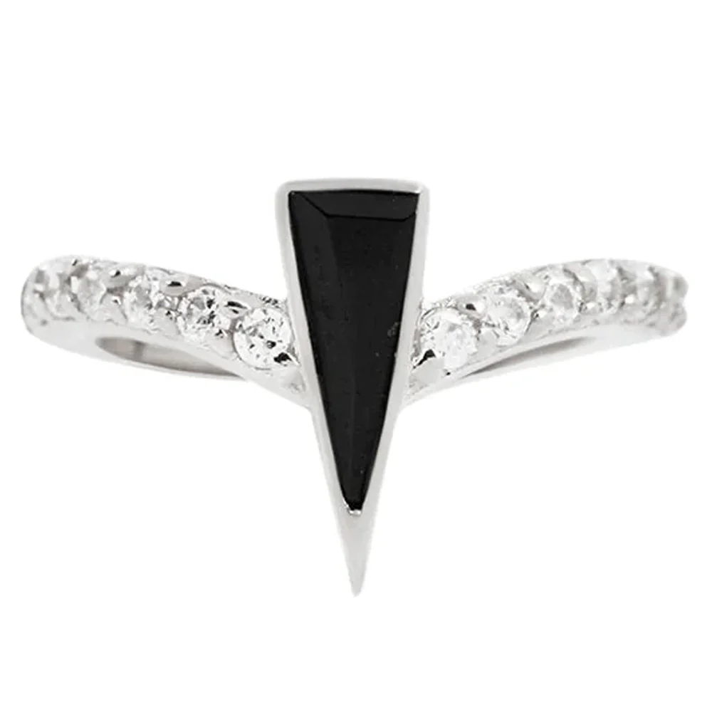 "Mikah" Hinge Ring / Clicker in Gold with Black Spinel & CZ's - Image 3
