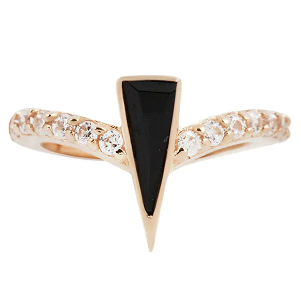 "Mikah" Hinge Ring / Clicker in Gold with Black Spinel & CZ's - Image 4