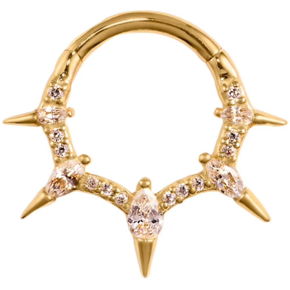 "Neoteric" Hinge Ring / Clicker in Gold with CZ's - Image 3