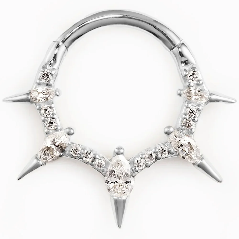 "Neoteric" Hinge Ring / Clicker in Gold with CZ's - Image 4