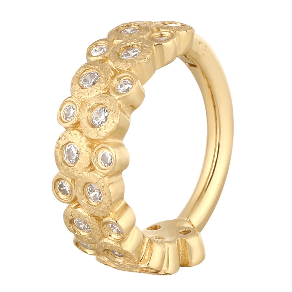 "Opulent" Hinge Ring / Clicker in Gold with CZ's - Image 2