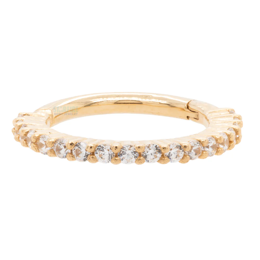 "Radiant" Hinge Ring / Clicker in Gold with CZ's - Image 3