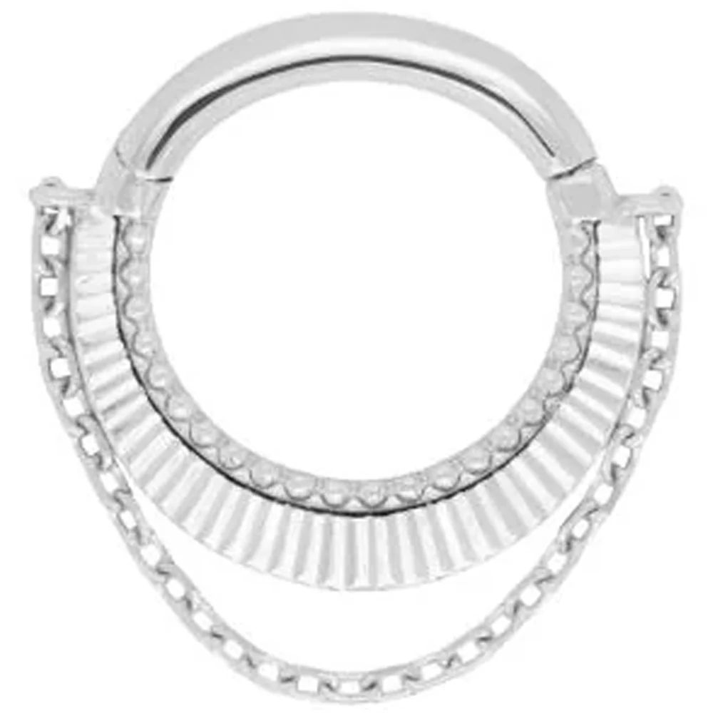 "Republique" with Chains Hinge Ring / Clicker in Gold - Image 2