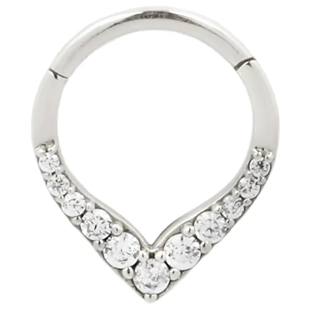 "Rise & Shine" Hinge Ring / Clicker in Gold with CZ's - Image 4