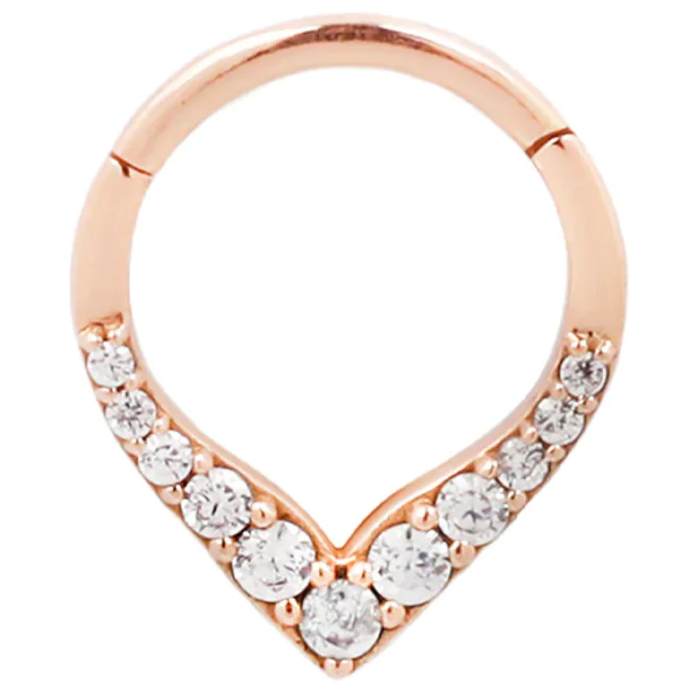 "Rise & Shine" Hinge Ring / Clicker in Gold with CZ's - Image 5