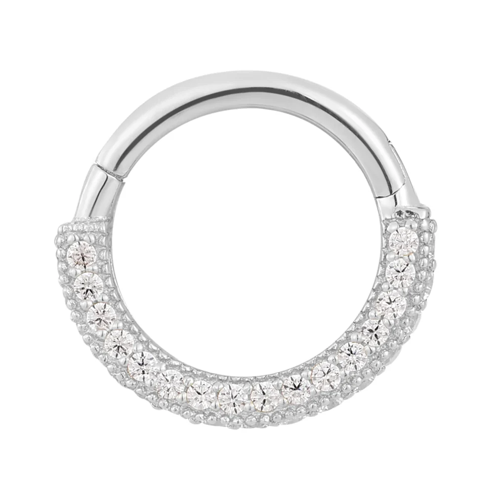 "Showcase" Hinge Ring / Clicker in Gold with CZ's - Image 5