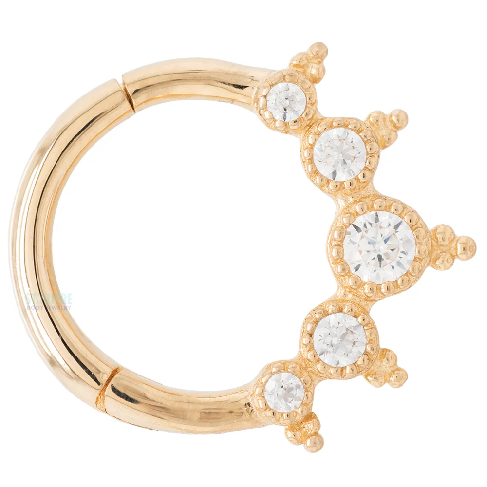 "Simone" Hinge Ring / Clicker in Gold with CZ's - Image 2
