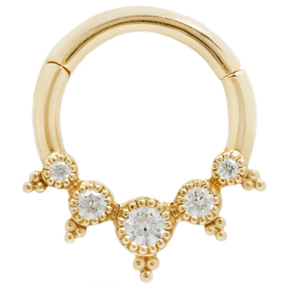 "Simone" Hinge Ring / Clicker in Gold with CZ's - Image 3