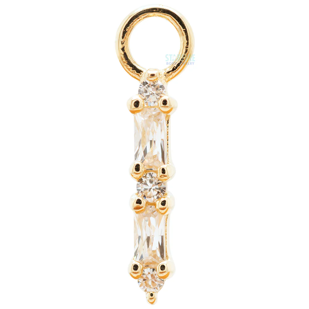 "Standout" Charm in Gold with White CZ's