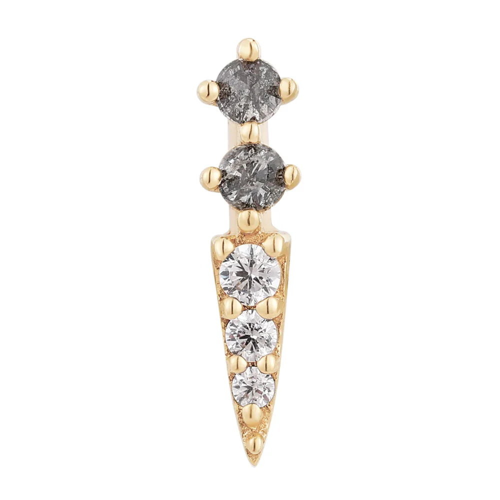 threadless: "Activated" End in Gold with Grey Diamonds & White CZ's - Image 2