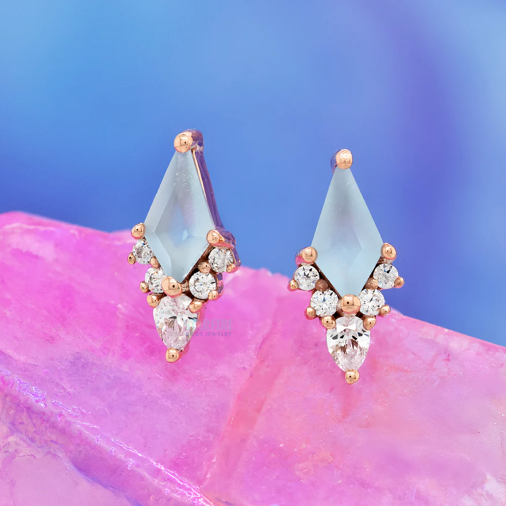 threadless: "Afterglow" End in Gold with SANDBLASTED Swiss Blue Topaz & CZ's - Image 2