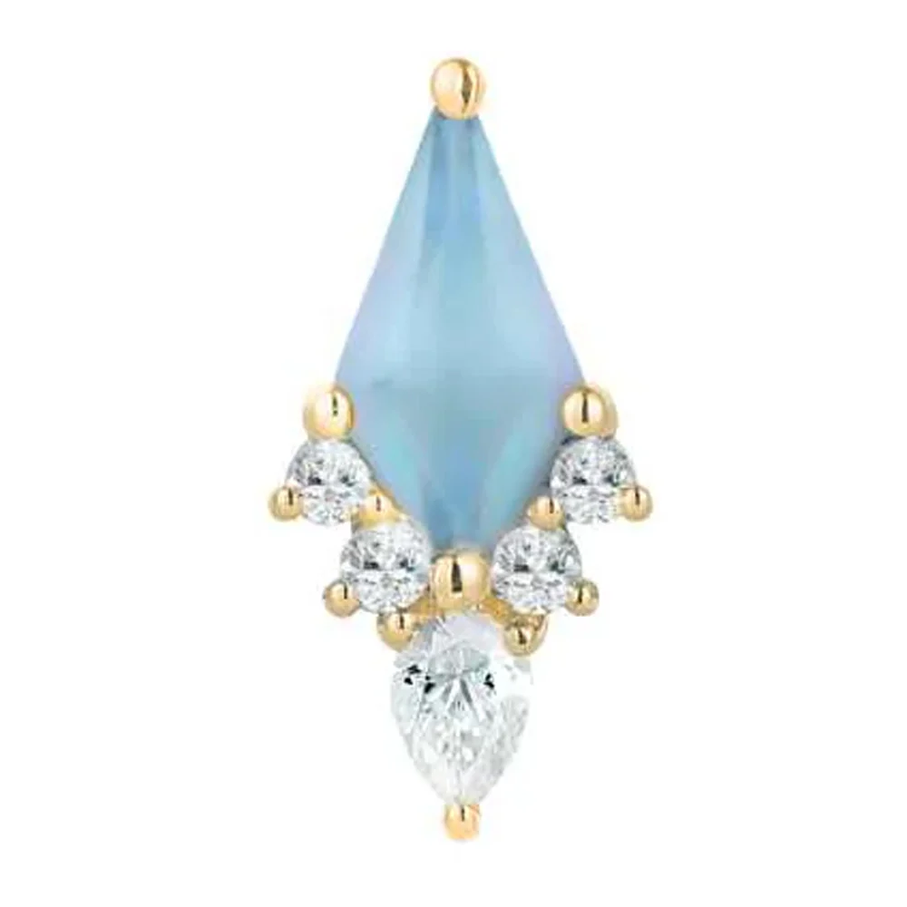 threadless: "Afterglow" End in Gold with SANDBLASTED Swiss Blue Topaz & CZ's - Image 3