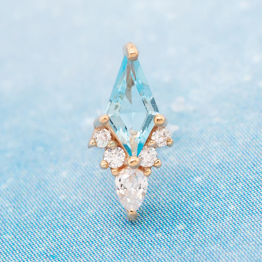 threadless: "Afterglow" End in Gold with Swiss Blue Topaz & CZ's - Image 2
